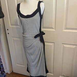 Tory Burch Navy and White Striped Midi Dress XS size